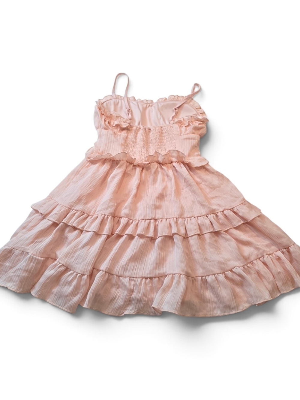 Coquette Pink Ruffle Mini Dress Wild Fable XXS Babydoll Tiered Ruched Romantic - Picture 4 of 5